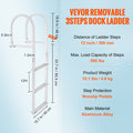 Dock Ladder 3 Step Aluminum 227kg Removable Pontoon Boat Lake Pool