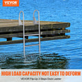 Dock Ladder 3 Step Flip-Up Aluminium 159kg Boat Marine Pool