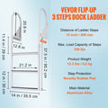 Dock Ladder 3 Step Flip-Up Aluminium 159kg Boat Marine Pool