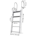 Dock Ladder, Retractable 5 Steps, 350 lbs Load Capacity, Aluminum Alloy Pontoon Boat Ladder with 66.9''-78.9'' Adjustable Height, 4'' Wide Step & Mat, for Ship/Lake/Pool/Marine Boarding
