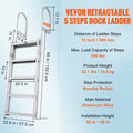 Dock Ladder Retractable 5 Step Aluminum 350kg Adjustable Height 67-79