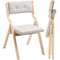 Wooden Folding Chairs Set of 2 Padded Cushion Beige Portable