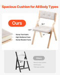 Wooden Folding Chairs Set of 2 Padded Cushion Beige Portable