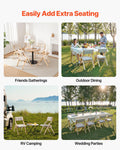 Wooden Folding Chairs Set of 2 Padded Cushion Beige Portable