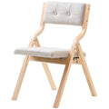 Wooden Folding Chairs Set of 2 Padded Cushion Beige Portable