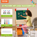 Easel Accessories 32PC Chalk Markers Paper Rolls Standing Easel