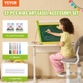 32 PCS Kids Art Easel Accessory Set Chalks Markers Paper Rolls