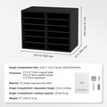 Wood Literature Organizer Adjustable File Sorter 12 Compartments Black