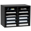 Wood Literature Organizer Adjustable File Sorter 12 Compartments Black