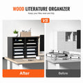 Wood Literature Organizer 12 Compartments Adjustable Black