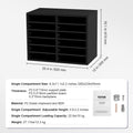 Wood Literature Organizer 12 Compartments Adjustable Black