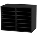 Wood Literature Organizer 12 Compartments Adjustable Black