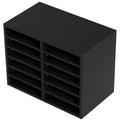 Wood Literature Organizer 12 Compartments Adjustable Black