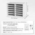Wood Literature Organizer Adjustable File Sorter 12 Compartments White