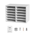Wood Literature Organizer 12 Compartment File Sorter White