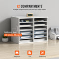 Wood Literature Organizer 12 Compartment File Sorter White