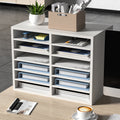 Wood Literature Organizer 12 Compartment File Sorter White