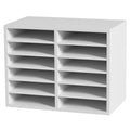 Wood Literature Organizer 12 Compartment File Sorter White