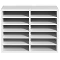 Wood Literature Organizer 12 Compartment File Sorter White
