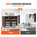 Wood File Organizer 12 Compartments Adjustable Sorter Brown