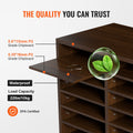 Wood File Organizer 12 Compartments Adjustable Sorter Brown