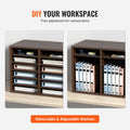 Wood File Organizer 12 Compartments Adjustable Sorter Brown