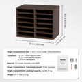 Wood File Organizer 12 Compartments Adjustable Sorter Brown