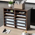 Wood File Organizer 12 Compartments Adjustable Sorter Brown