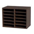 Wood File Organizer 12 Compartments Adjustable Sorter Brown