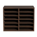 Wood File Organizer 12 Compartments Adjustable Sorter Brown