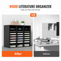 Wood Literature Organizer 24 Compartments File Sorter Black