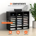 Wood Literature Organizer 24 Compartments File Sorter Black