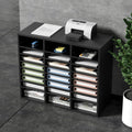 Wood Literature Organizer 24 Compartments File Sorter Black