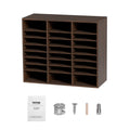 Wood Literature Organizer 24 Compartment File Sorter Brown