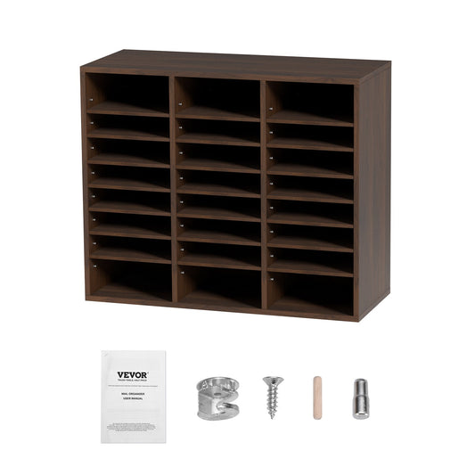Wood Literature Organizer 24 Compartment File Sorter Brown