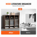 Wood Literature Organizer 24 Compartment File Sorter Brown