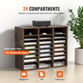 Wood Literature Organizer 24 Compartment File Sorter Brown