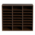 Wood Literature Organizer 24 Compartment File Sorter Brown