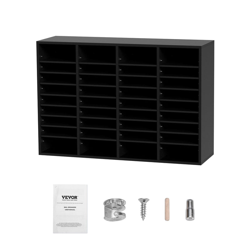Wood Literature Organizer 36 Compartment File Sorter Black
