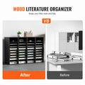 Wood Literature Organizer 36 Compartment File Sorter Black