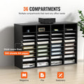 Wood Literature Organizer 36 Compartment File Sorter Black