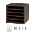 Wood Literature Organizer Adjustable File Sorter 5 Compartments Brown