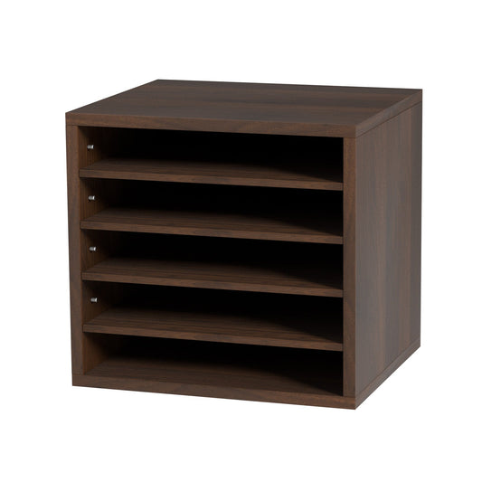 Wood Literature Organizer 5 Compartments Adjustable File Sorter
