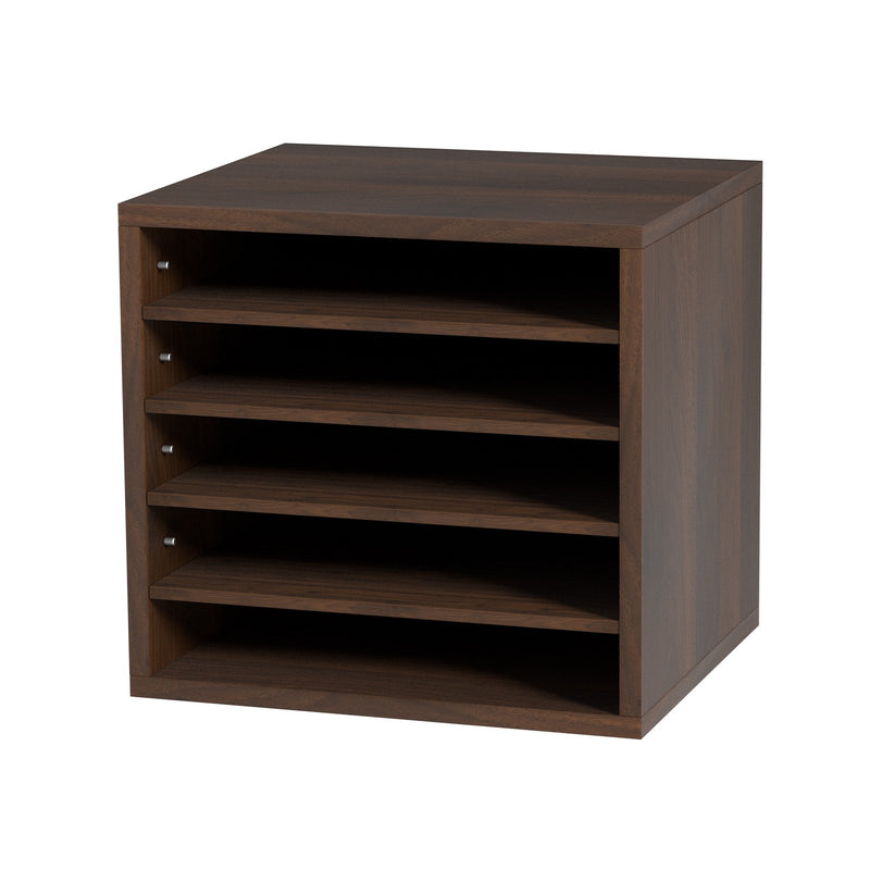 Wood Literature Organizer 5 Compartments Adjustable File Sorter