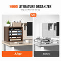 Wood Literature Organizer 5 Compartments Adjustable File Sorter
