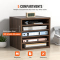 Wood Literature Organizer 5 Compartments Adjustable File Sorter