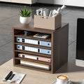 Wood Literature Organizer 5 Compartments Adjustable File Sorter