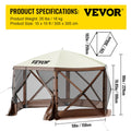 Pop-up Camping Gazebo 6 Sided 10x10 Canopy Shelter Sun Shade