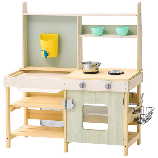 Wooden Mud Kitchen Outdoor Toy Play Set Kids Pretend Playset