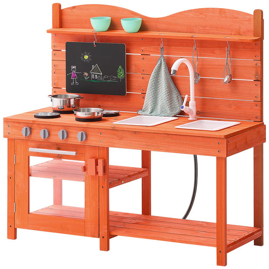 Wooden Mud Kitchen Outdoor Toy Play Set Kids Pretend Playset